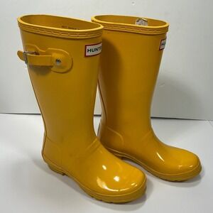 Hunter Original Tall Rain Boots Women's Yellow Gloss Waterproof Outdoor Sz US 3